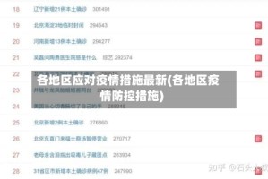各地区应对疫情措施最新(各地区疫情防控措施)