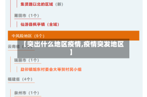 【突出什么地区疫情,疫情突发地区】